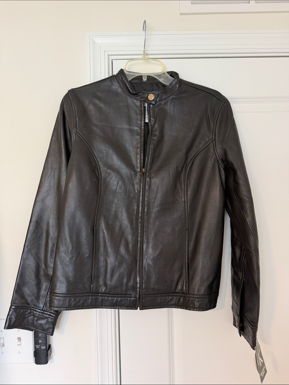 Calvin Klein Black Leather Jacket - Classic Zip Front
